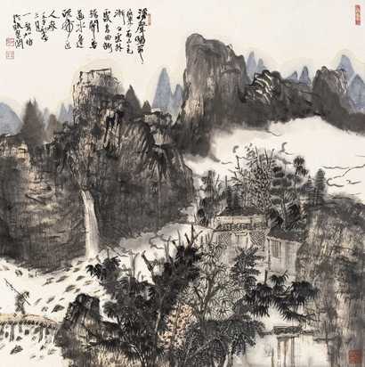 何加林 山水 镜心